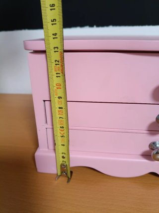 Joyero rosa con espejo y cajones