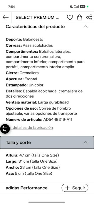 Mochila Adidas Performance nueva PRECINTADA