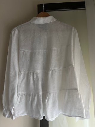 Camisa Zara Lino Blanca Tallas M