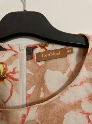 Vestito floreale beige e rosa