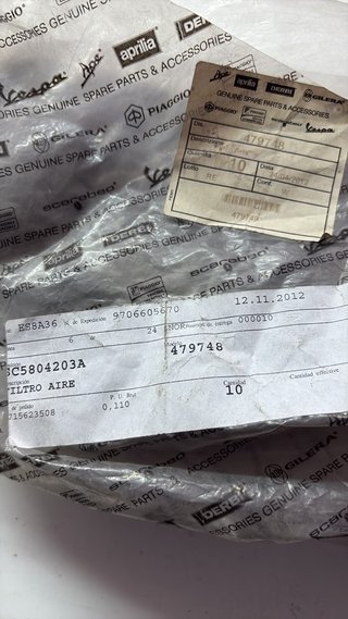 Filtro de aire para Piaggio, NRG. Ref 479748