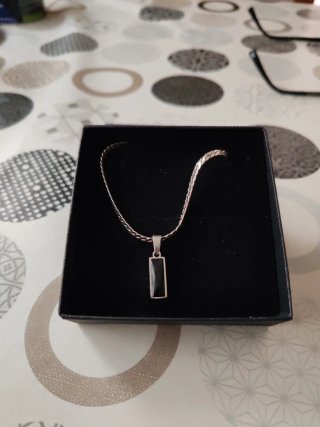 Collar Acero Negro Rectangular Hombre