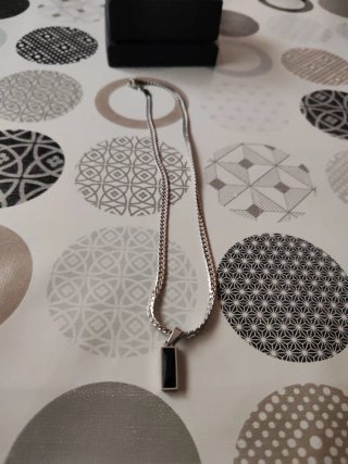 Collar Acero Negro Rectangular Hombre