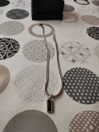 Collar Acero Negro Rectangular Hombre