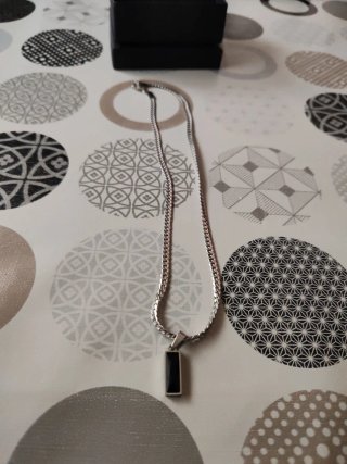 Collar Acero Negro Rectangular Hombre