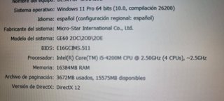 portatil MSI DE 15,6" i5-16 ram-ssd-hdd-w11