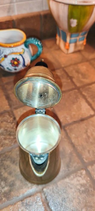 Caffettiera Cioccolatiera Vintage Ottone Manico Ne