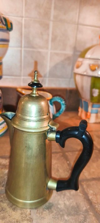 Caffettiera Cioccolatiera Vintage Ottone Manico Ne