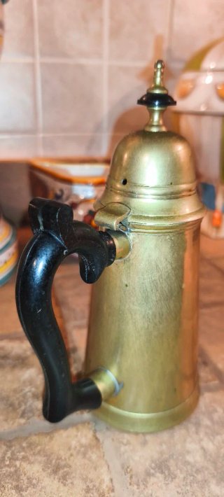 Caffettiera Cioccolatiera Vintage Ottone Manico Ne