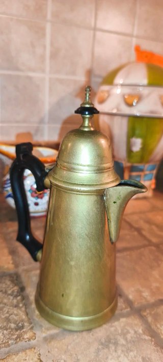 Caffettiera Cioccolatiera Vintage Ottone Manico Ne