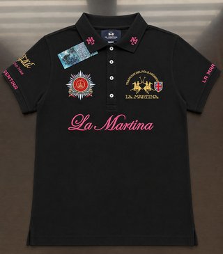 Polo Mujer Negro y Rosa
