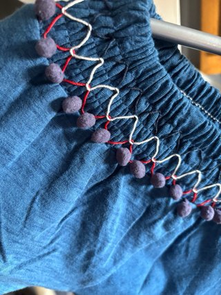 Vestido Sfera azul con pompones