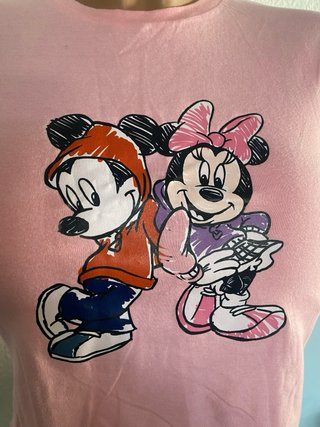 Camiseta Crop Top Mickey Minnie