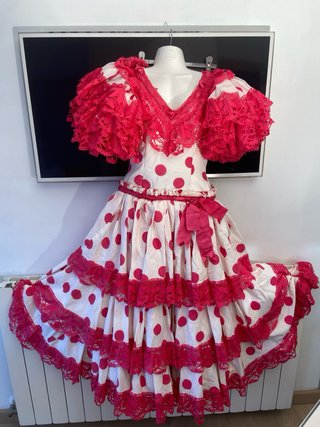 135 Vestido Flamenca Gitana Lunares Rosa