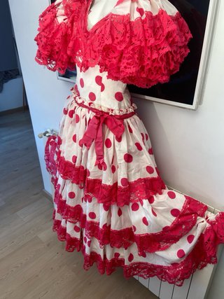 135 Vestido Flamenca Gitana Lunares Rosa