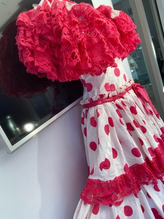 135 Vestido Flamenca Gitana Lunares Rosa