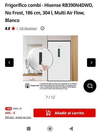 Frigorífico Hisense RB390N4DWD Blanco