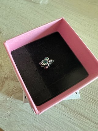 Charm Foglia Verde Argento
