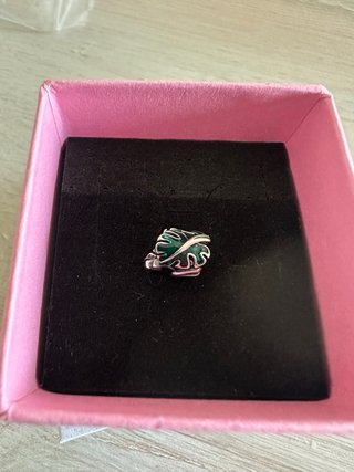 Charm Foglia Verde Argento