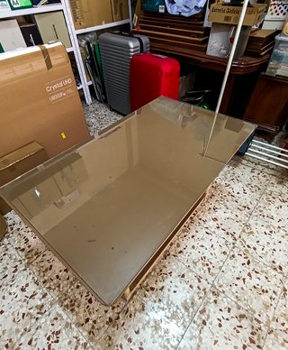 Mesa camilla madera con cristal a medida