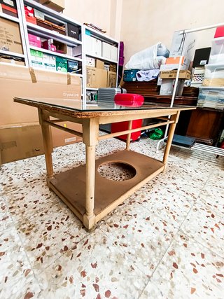 Mesa camilla madera con cristal a medida