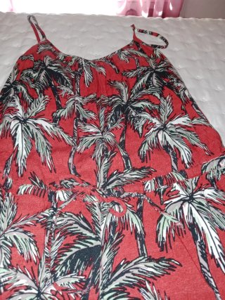 Mono largo estampado palmeras rojo