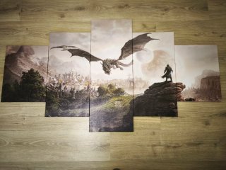 Cuadro dragón Skyrim 5 piezas