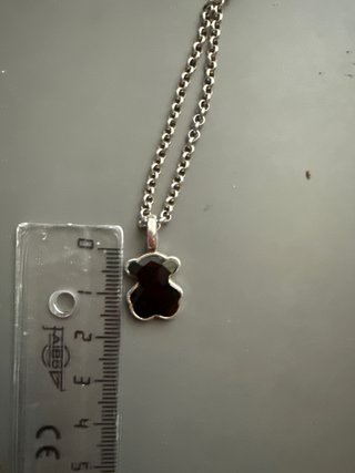 Colgante Tous Oso Piedra Negra y cadena Plata