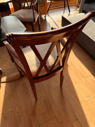 4 Sillas de Comedor Madera Tapizadas