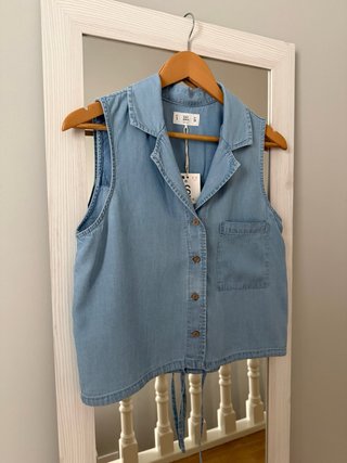 Blusa sin mangas Lefties azul con bajo ajustable