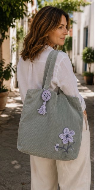 Bolsa Liss azul/verde con flores