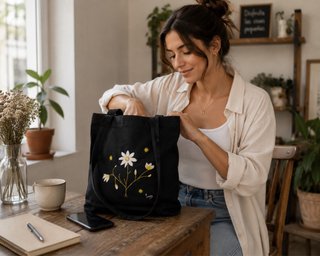 Bolsa Liss azul/verde con flores