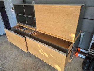 Mueble modular 2 piezas madera y cristal