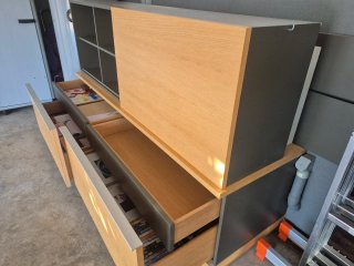Mueble modular 2 piezas madera y cristal