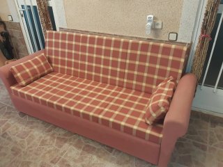 Sofá Cama 3 Plazas Rojo y Amarillo