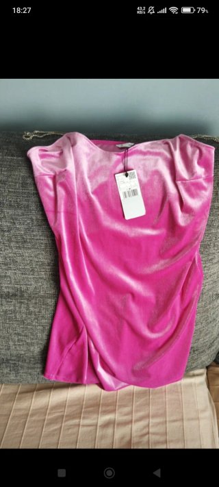 Vestido Mango Rosa Terciopelo