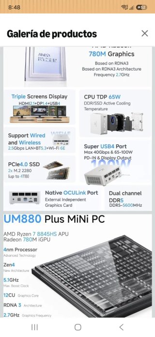 Minisforum um880plus Ryzen 7 8845HS