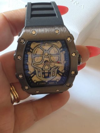 Reloj de Lujo Esqueleto Azul/Gris