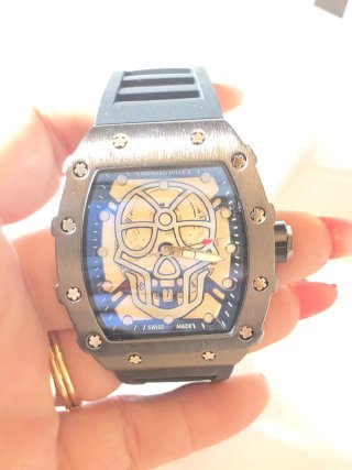 Reloj de Lujo Esqueleto Azul/Gris