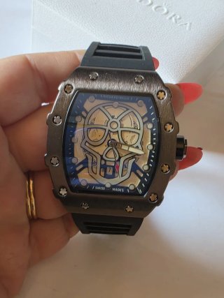 Reloj de Lujo Esqueleto Azul/Gris