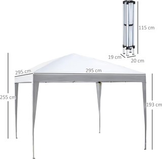 Toldo Plegable Con Cuerdas Y Estacas De Jardín Tejido Oxford 2.95X2.95M Blanco