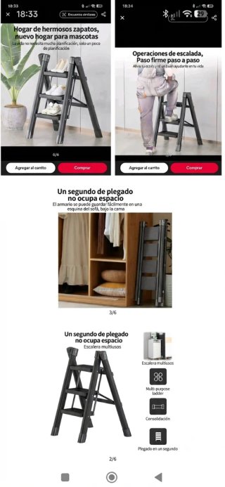 Escalera taburete plegable