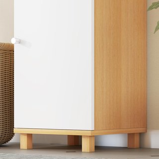 Mueble de Baño de Columna con Puertas, 2 Estantes Abiertos, 2 Armarios, Mueble de Baño Ahorra Espacio con Estantes Regulables para Comedor, Sala de Estar, 30X30X166 Cm, Blanco y Madera