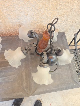 Lámpara colgante estilo vintage madera y metal