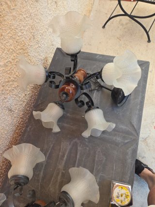 Lámpara colgante estilo vintage madera y metal