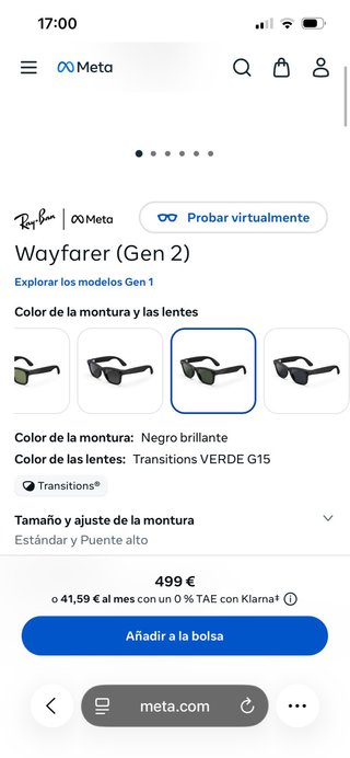 Gafas meta Ray-ban wayfarer gen 2 lente transition