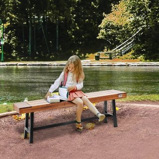 Banco al Aire Libre, Banco de Jardín de Madera de 63 pulgadas con Pierna de Metal para Exteriores, Banco con Capacidad de Carga de 500 lbs, Banco de Jardín de Parque, Banco de Comedor para Patio p...