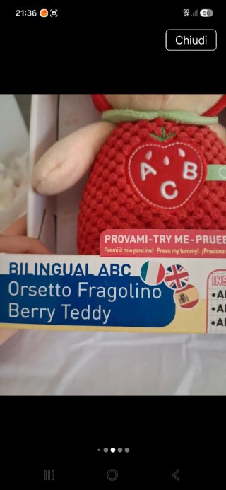 Orsetto Fragolino Chicco Multilingue Nuovo