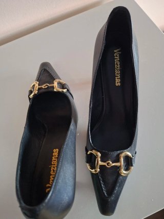 Zapatos de tacón piel negros Venezianas T.39