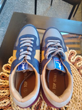 Zapatillas Hombre Beige y Azul